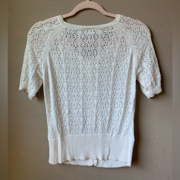 LOFT White button down cardigan. Size M. - Picture 2 of 8